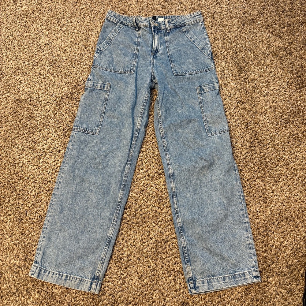 Women's Blue High-Waisted Cargo Pants